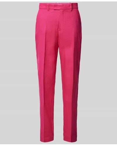 Mango Slim Fit Bundfaltenhose aus Leinen mit Gesäßtaschen - Pink