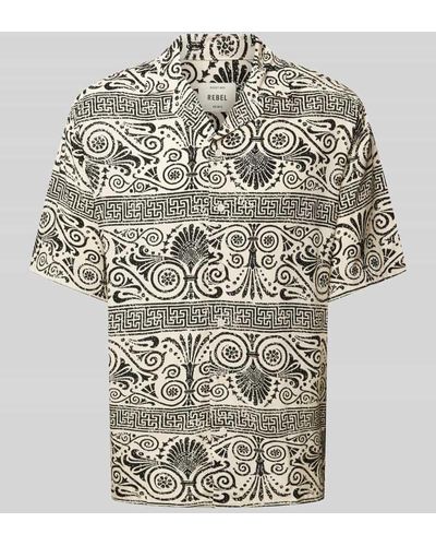 Redefined Rebel Regular Fit Freizeithemd mit Allover-Print Modell 'FLAKE' - Grau