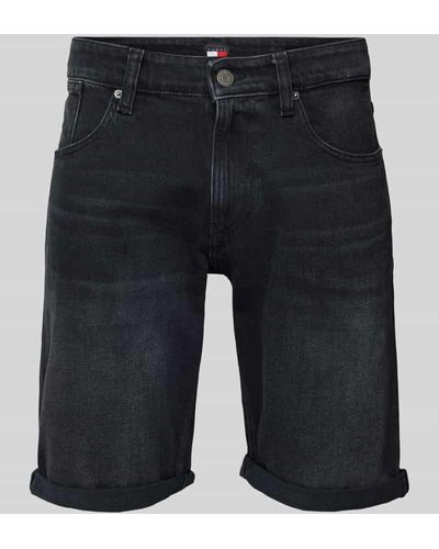 Tommy Hilfiger Slim Fit Jeansshorts mit Label-Stitching Modell 'RONNIE' - Blau