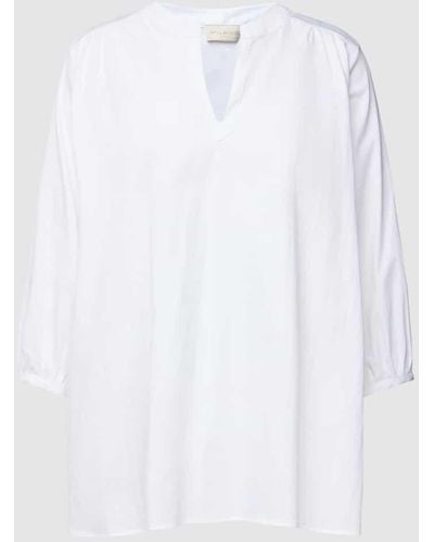 Milano Italy Blusenshirt mit V-Ausschnitt - Weiß