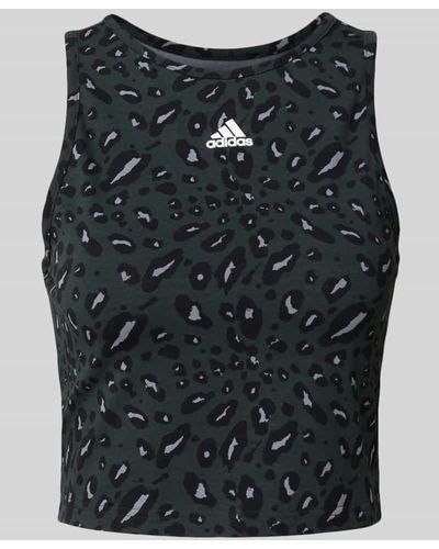 adidas Tank Top mit Animal-Print - Blau