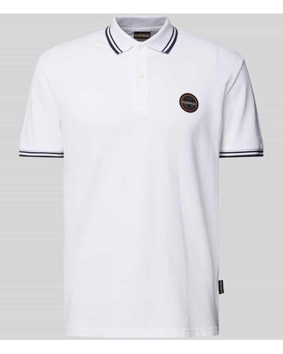 Napapijri Regular Fit Poloshirt mit Label-Badge Modell 'MACAS' - Weiß