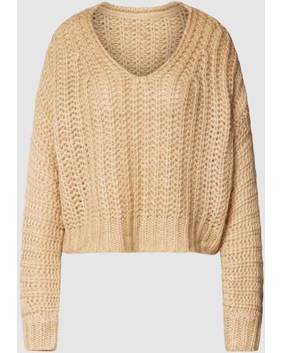 Noisy May Gebreide Pullover Met Extra Brede Schouders - Naturel