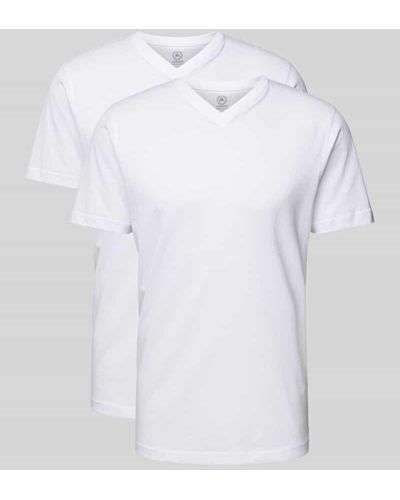 Lerros T-Shirt mit V-Ausschnitt - Weiß