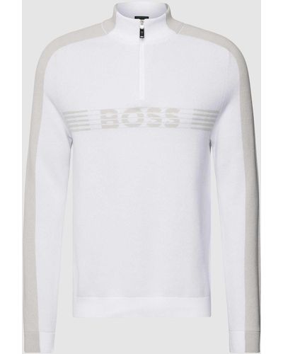 BOSS Strickpullover mit Label-Details Modell 'Zirros' - Weiß