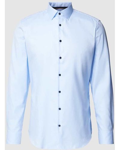 Jake*s Slim Fit Premiumhemd mit Kentkragen - Blau