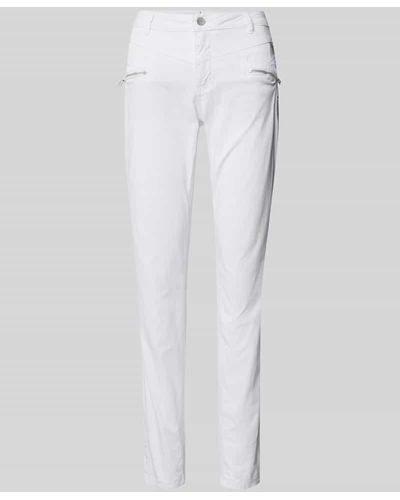Buena Vista Slim Fit Hose mit asymmetrischer Knopfleiste Modell 'Florida' - Weiß