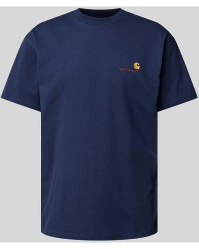 Carhartt T-Shirt mit Label-Stitching Modell 'American' - Blau