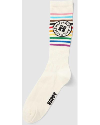 Happy Socks Sokken Met Statementprint - Wit
