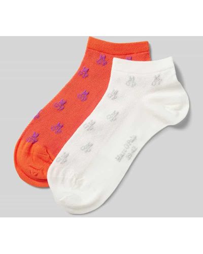Marc O' Polo Socken mit Allover-Label-Stitchings Modell 'Fiona' im 2er-Pack - Weiß