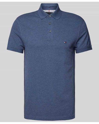 Tommy Hilfiger Slim Fit Poloshirt mit Label-Stitching - Blau
