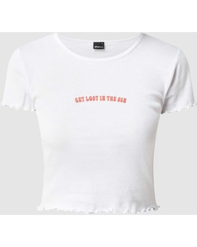Gina Tricot Kort T-shirt Met Geschulpte Zoom - Wit