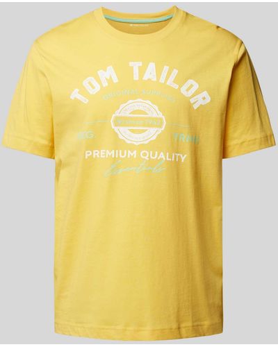 Tom Tailor T-shirt Met Labelprint - Geel