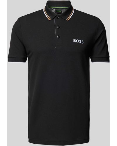 BOSS Regular Fit Poloshirt mit Label-Stitching Modell 'Paddy' - Schwarz