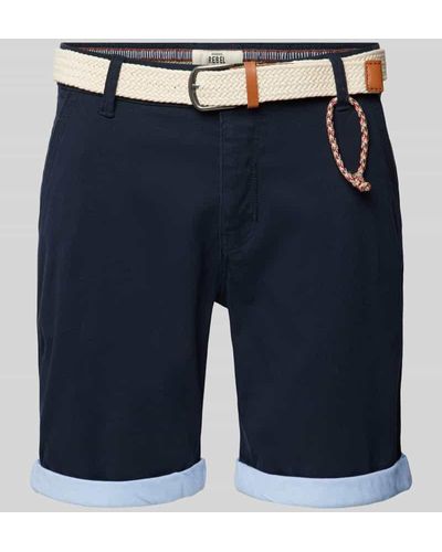 Redefined Rebel Regular Fit Shorts mit Gürtel in Flecht-Optik Modell 'MAGNUS' - Blau
