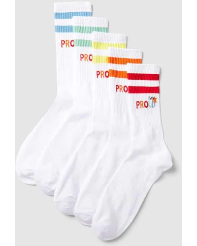 Jack & Jones Socken mit Kontrastbesatz im 5er-Pack Modell 'PRIDE' - Weiß