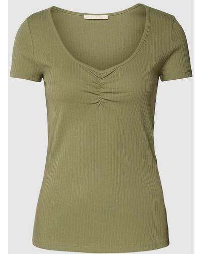 Edc By Esprit T-Shirt aus Baumwolle in Ripp-Optik - Grün