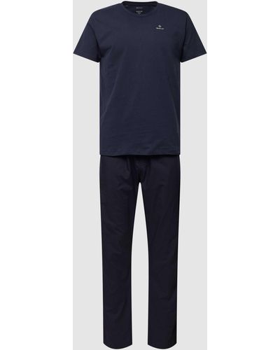 GANT Pyjama mit Label-Stitching - Blau