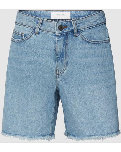 Noisy May Korte Jeans Met Gerafelde Pijpboorden - Blauw