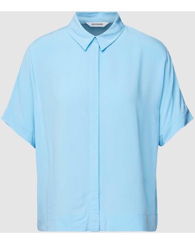 SOFT REBELS Bluse aus Viskose mit Hemdblusenkragen Modell 'Freedom' - Blau