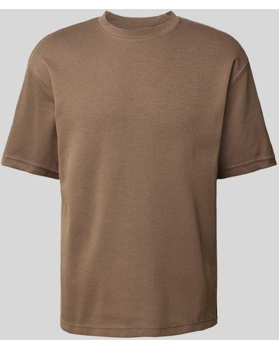 SELECTED Relaxed Fit T-Shirt mit Rundhalsausschnitt Modell 'OSCAR' - Braun