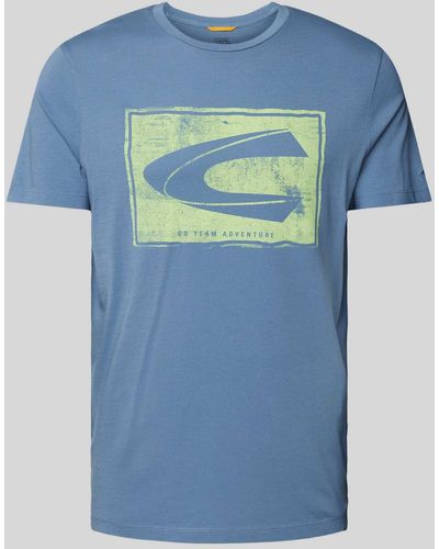 Camel Active T-shirt Met Labelprint - Blauw
