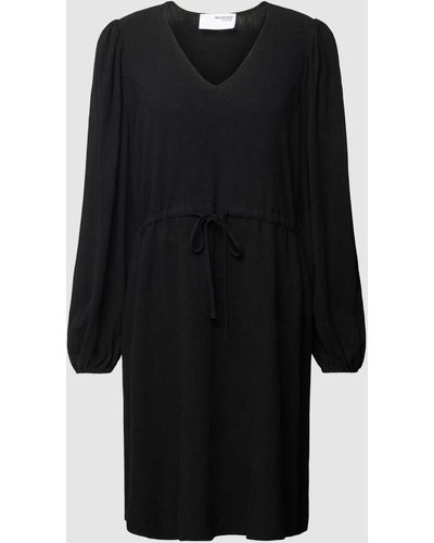 SELECTED Mini-jurk Met V-hals - Zwart