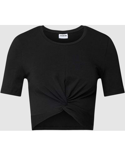 Noisy May Cropped T-Shirt mit Knotendetail Modell 'TWIGGI' - Schwarz