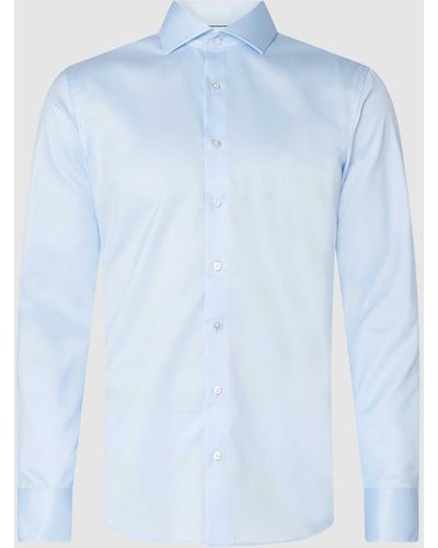 Eterna Slim Fit Zakelijk Overhemd Met Haaikraag - Blauw