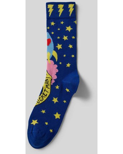 Happy Socks Socken mit Motiv-Print Modell 'Rocket Man' - Blau