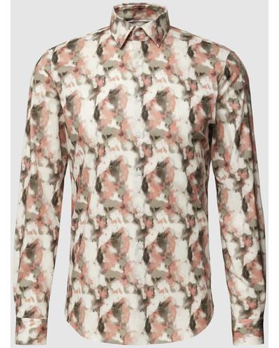 Calvin Klein Business-Hemd mit Allover-Muster Modell 'Bari' - Natur