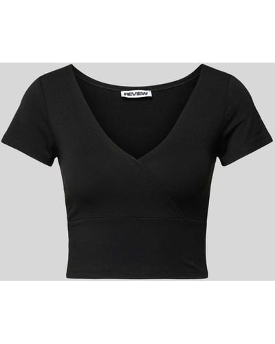 ONLY Cropped T-Shirt mit Schleifen-Details Modell 'AMY' - Schwarz