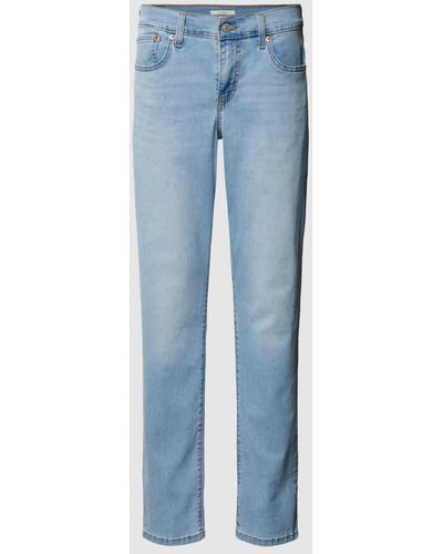 Levi's® 300 Straight Fit Jeans mit Knopfverschluss Modell 'BOYFRIEND' - Blau