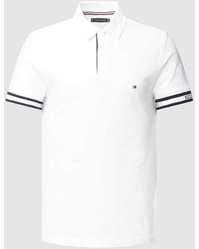 Tommy Hilfiger Slim Fit Poloshirt mit Logo-Stitching - Weiß