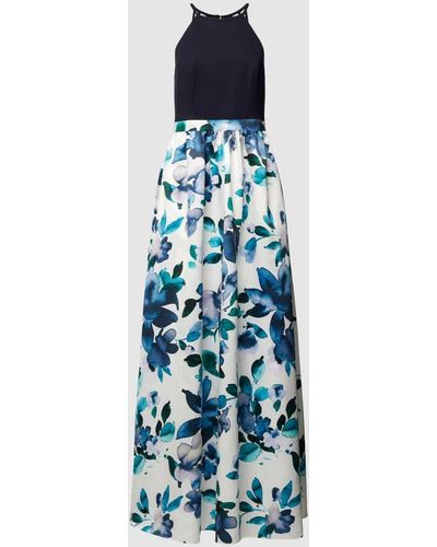 Jake*s Abendkleid mit Allover-Muster - Blau