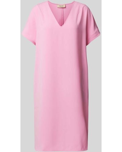 Mos Mosh Knielanges Kleid mit V-Ausschnitt Modell 'AURI LEIA' - Pink
