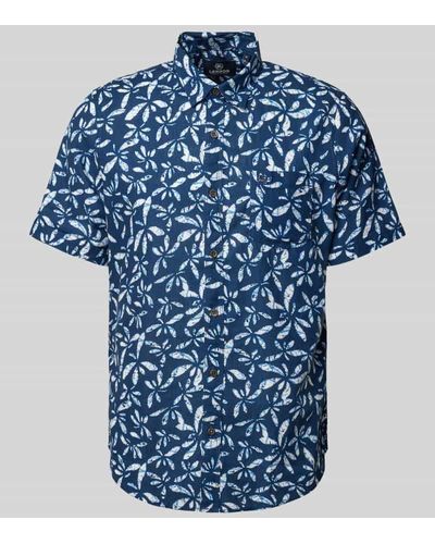 Lerros Slim Fit Freizeithemd mit Allover-Print - Blau