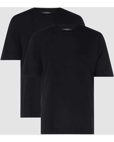 Schiesser T-shirt Van Katoen In Een Set Van 2 - Zwart