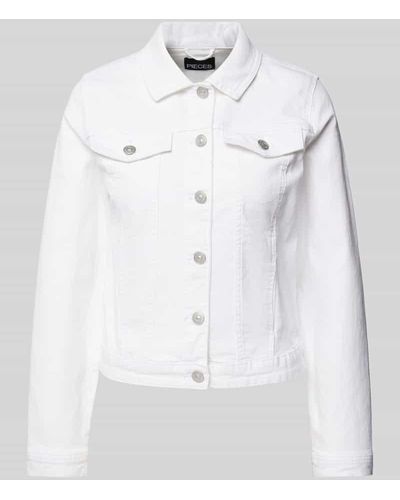 Pieces Jeansjacke mit Brusttaschen - Weiß