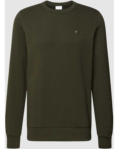 Knowledge Cotton Sweatshirt Met Labeldetail - Groen