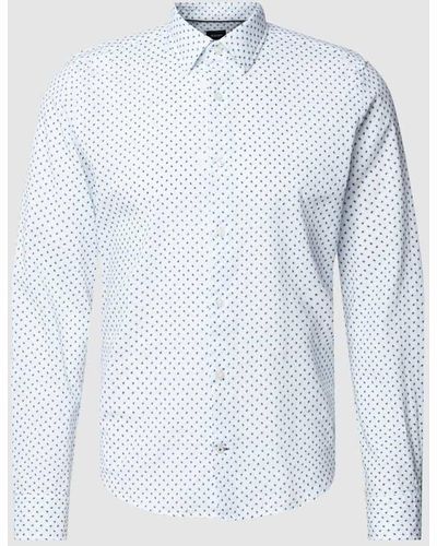 Joop! Slim Fit Business-Hemd mit Allover-Muster Modell 'Pit' - Blau