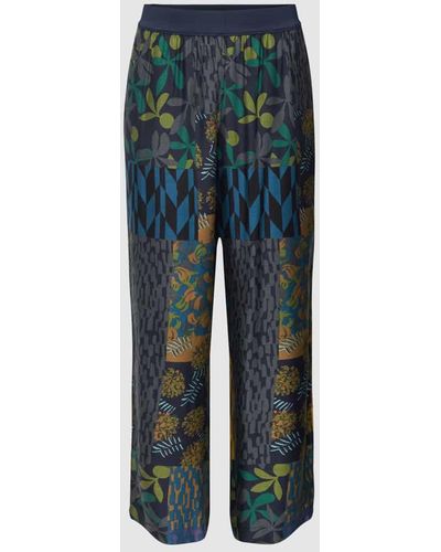 Samoon PLUS SIZE Hose mit Allover-Muster Modell 'SOPHISTICATED' - Blau