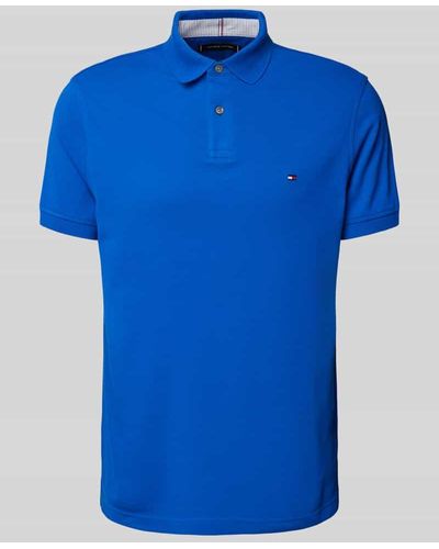 Tommy Hilfiger Regular Fit Poloshirt mit Logo-Stitching - Blau