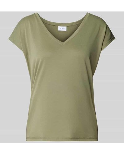 Vila T-Shirt mit tiefem V-Ausschnitt Modell 'Vimodala' - Grün