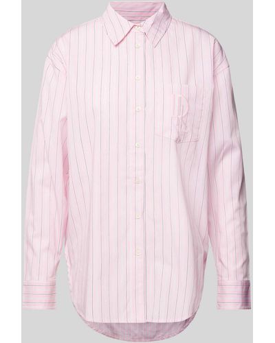 Lauren by Ralph Lauren Hemdbluse aus gewachster Baumwolle mit Streifenmuster - Pink