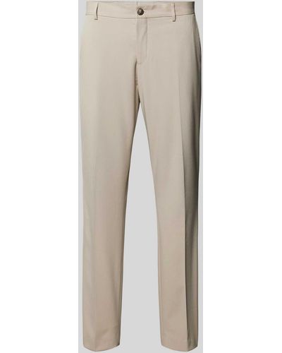 SELECTED Slim Fit Anzughose mit Knopf- und Reißverschluss Modell 'LIAM' - Natur