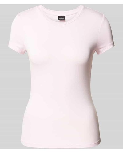 Gina Tricot T-Shirt mit Rundhalsausschnitt - Pink