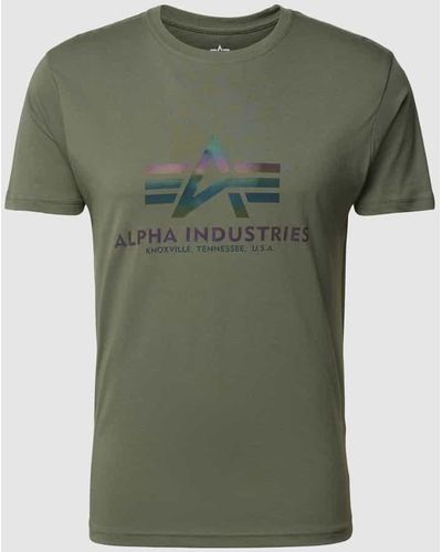Alpha Industries T-Shirt mit Label-Print - Grün