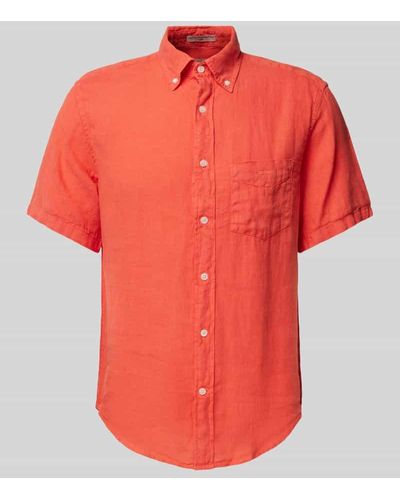 GANT Regular Fit Leinenhemd mit 1/2-Arm - Orange