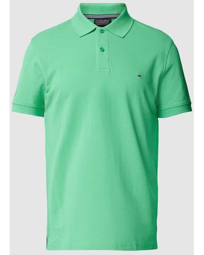 Christian Berg Men Poloshirt im unifarbenen Design - Grün